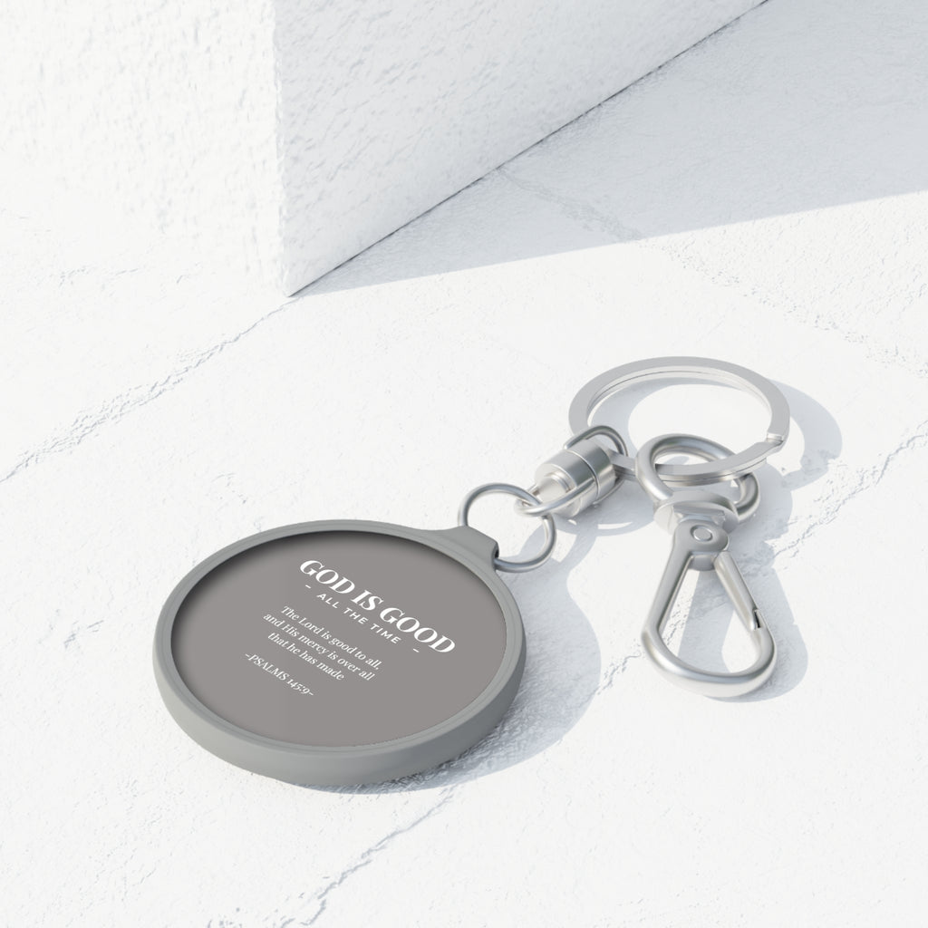 God Is Good Keyring Tag — Inspirational Scripture Keychain (Psalms 145:9)